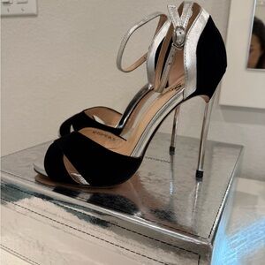 Elegant Black and Silver Stilettos